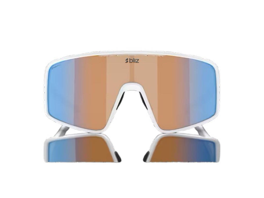 Bliz P001 Large 38 - Cykelbriller - Coralorange Mirror Blue Lens - Matte White  8056262507711